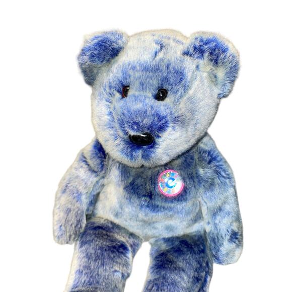 Vintage Ty Beanie Buddies Teddy Bear Plush Periwinkle Stuffed 2001 Nursery Blue - Picture 4 of 13